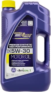 Royal Purple 51530 SAE 5W-30 High Performance Synthetic Motor Oil 5 Quart - API Licensed Superior Protection
