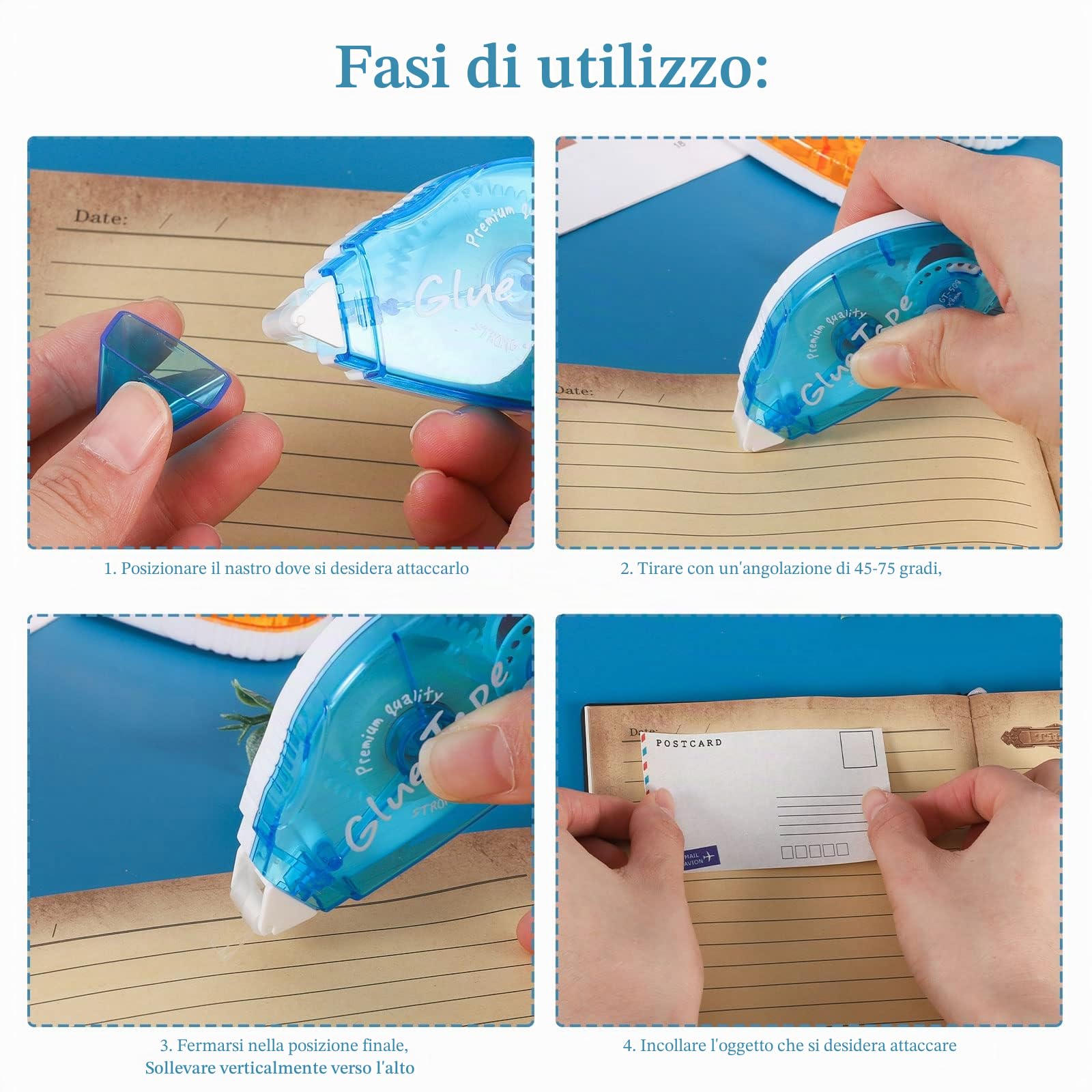 Yoosso Colla A Nastro Biadesivo, 6 Pezzi, 6 Mm X 6 M E 8 Mm X 8 M | Adesivo Trasparente, Presa Ergonomica, Formato Portatile Per Scrapbooking, Foto, Diari, Cartoline E Buste
