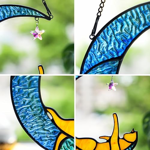 Miniatura 10 de BOXCASA Decoración de árbol trepador de gato para colgar en la ventana, divertido adorno colgante de gato blanco, regalo de gato para amantes de los