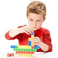 Vista 9 de Juego de 100 cubos de enlace, bloques de conteo, STEM, bloques de conexión, cubos de enlace matemático, manipuladores matemáticos, juguetes
