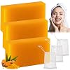Kojic Acid Soap Vitamin C Soap Piece Turmeric Soap Piece Dark Stains Remover for Face and Body Moisturising Bath Soap for Acne Blackheads Deep Cleansing with Foam Net 3 x 100 g