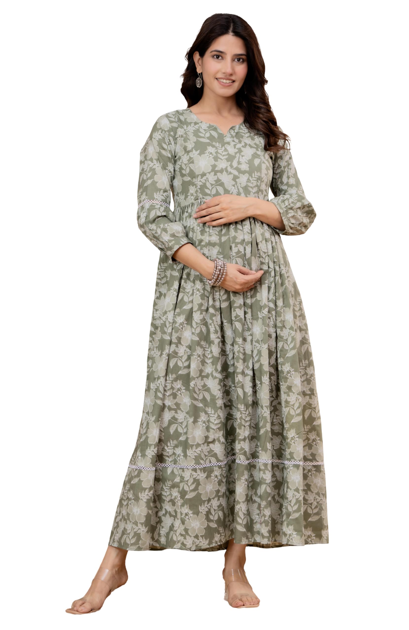 Drashti Textiles Women's Cotton Anarkali Maternity Feeding Kurti/Kurta with Zipper| Comfortable & Elegant Pre and Post Pregnancy Kurta Dress/Kurti Dress(Blue, Small)-image-27