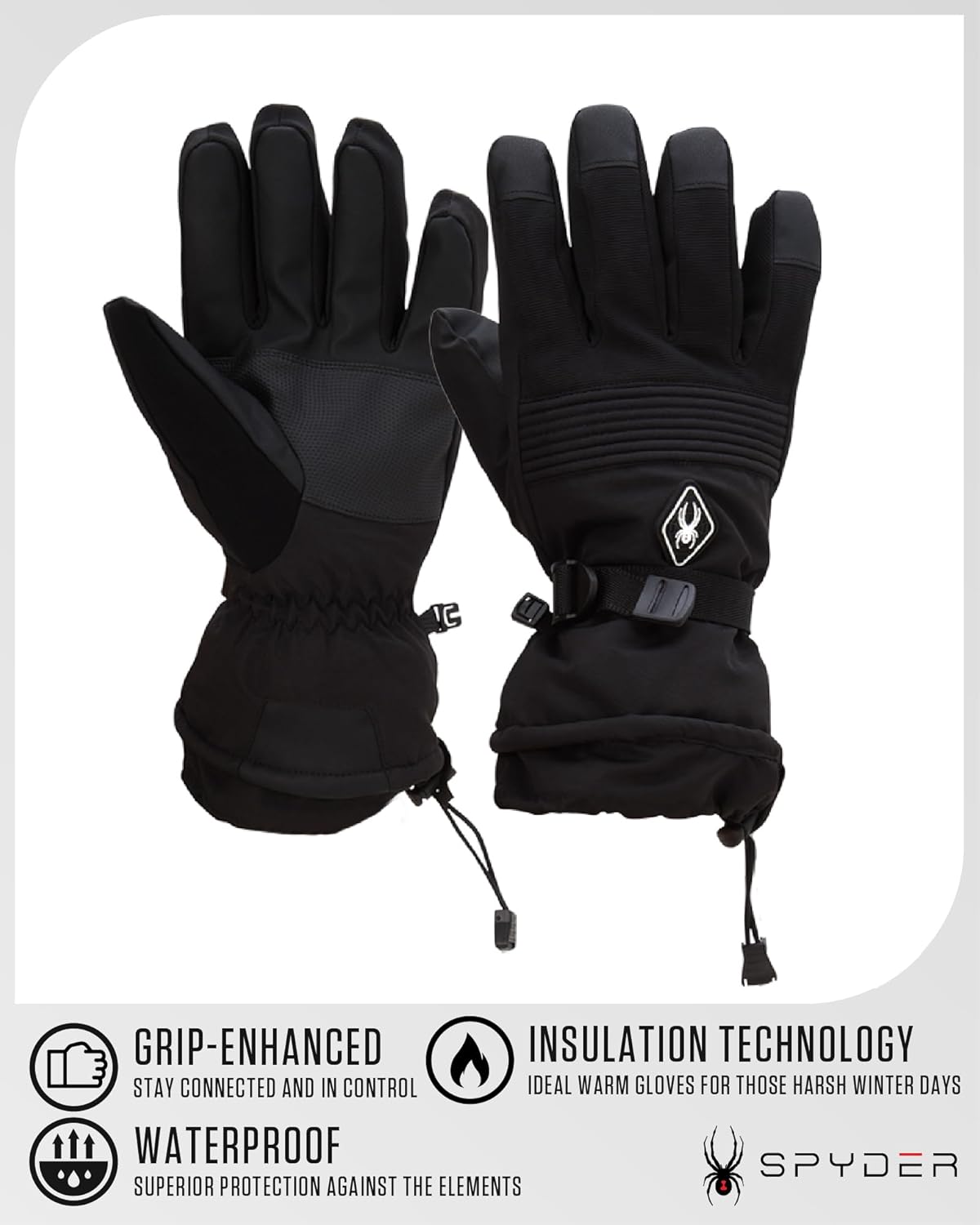 Spyder Women's Ski Gloves - Ripstop Fingertip Mountain Glove with Padded Faux Suede Palm - Insulated Gloves for Skiing (S-XL) - Image 3