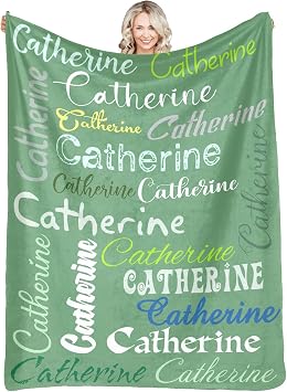Custom Blanket with Name Customized Blanket Personalized Flannel Throw Blankets for Kid Women Men Christmas Birthday Mothers Fathers Valentines Day Gift Green, 40x50 Inch