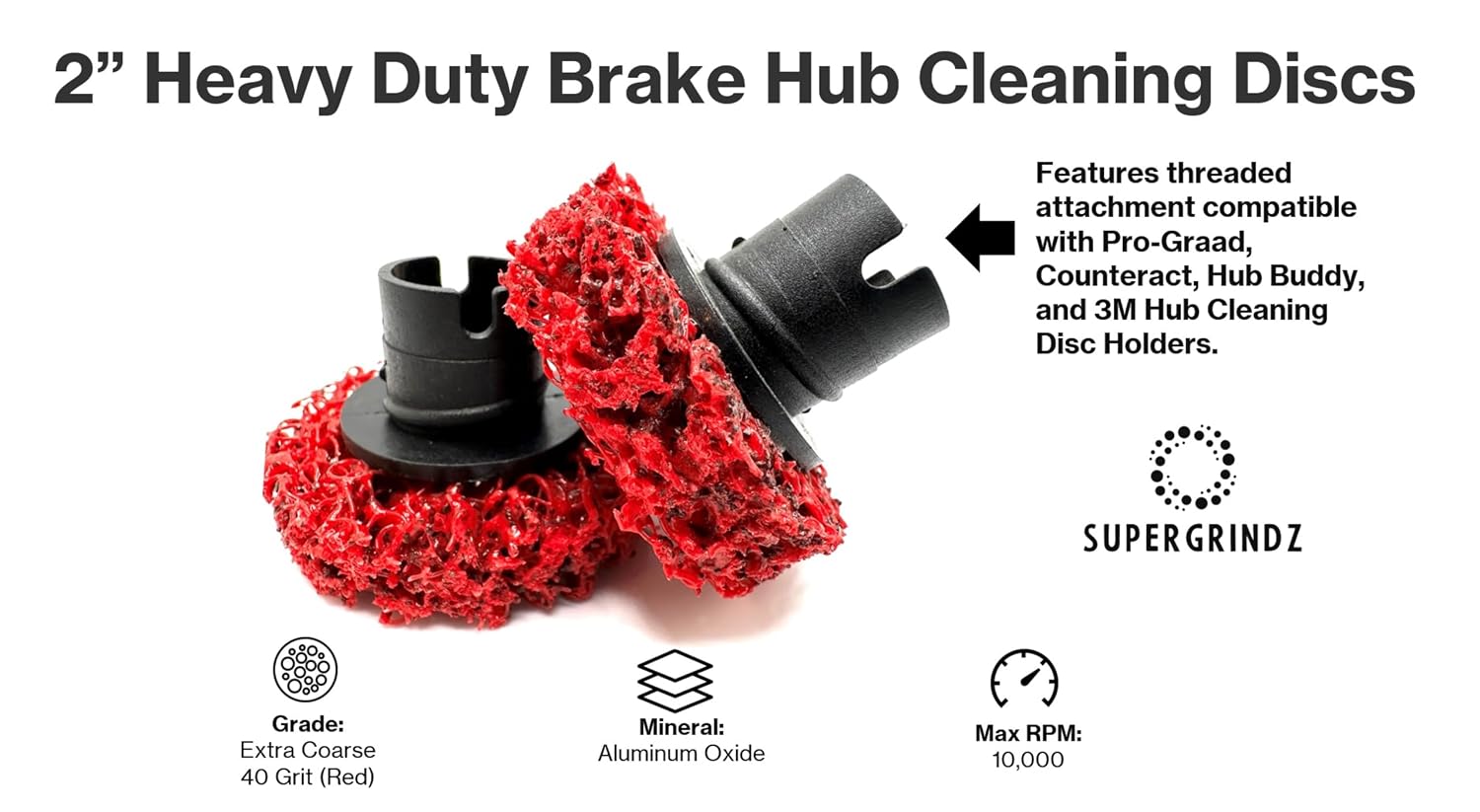 2" Heavy Duty Red Brake Hub Cleaning Discs, 47200, 6 Pack