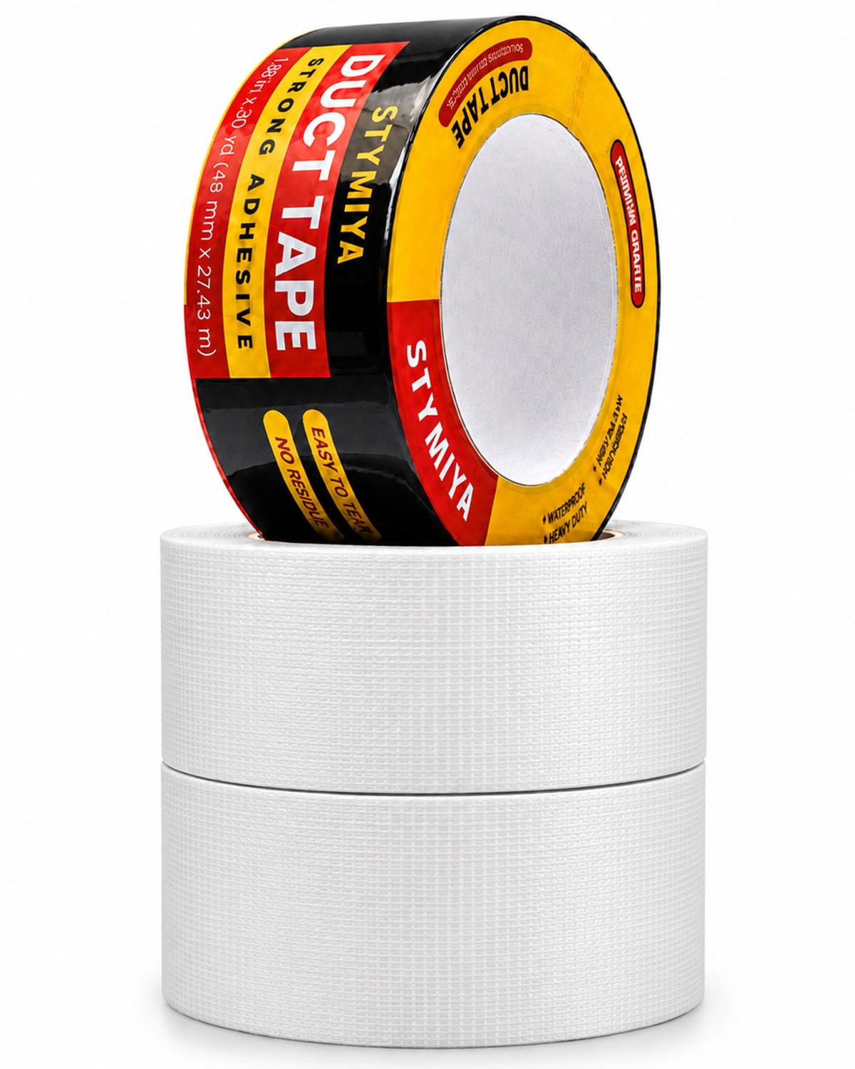 Stymiya White Duct Tape Heavy Duty : 210um x 3 Pack 2inx30yd DIY Gaffa Tape