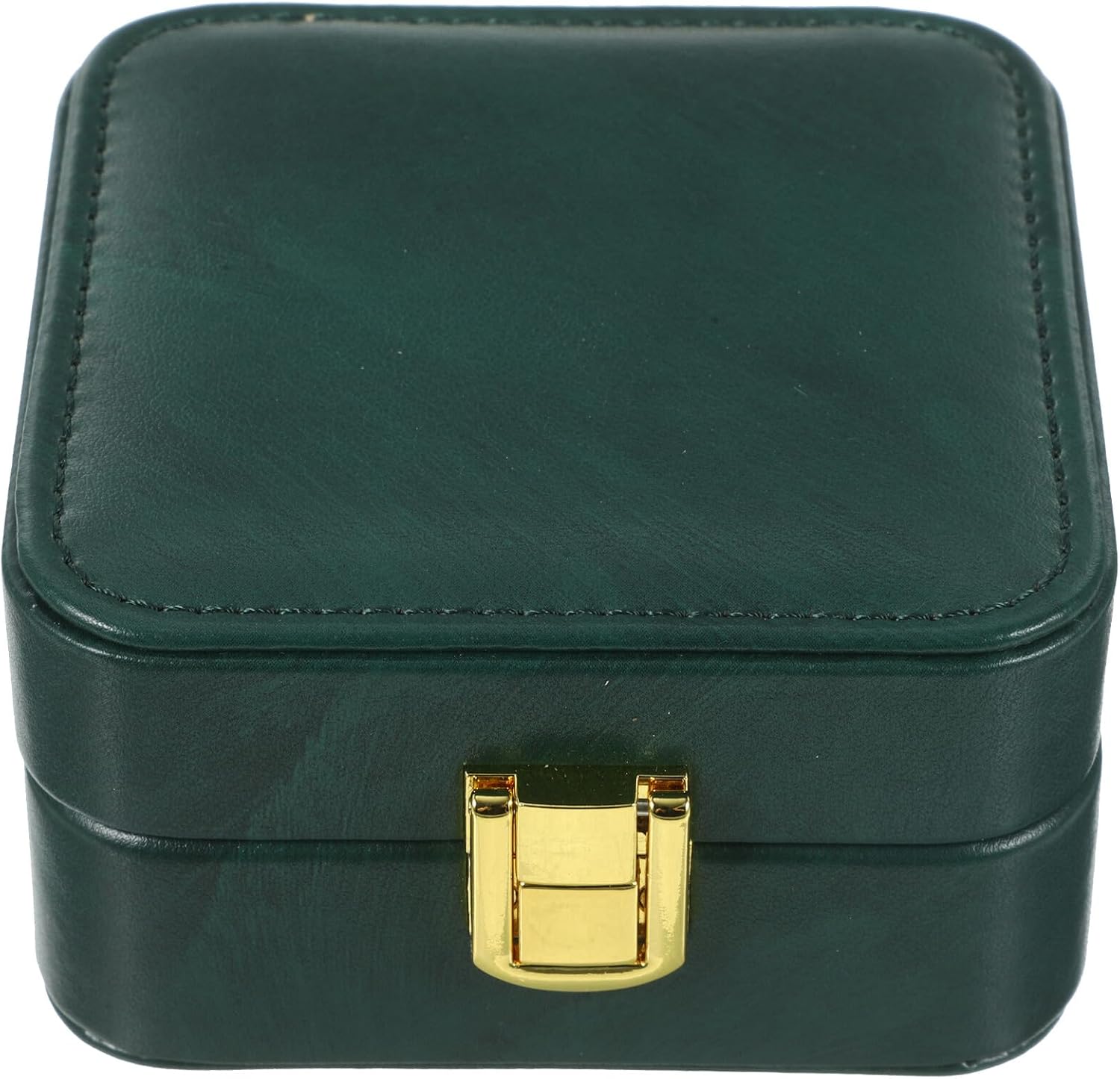 Vintage Green Travel Jewelry Box with Mirror Compact Leather Jewelry Organizer for Necklaces Rings Earrings Lightweight Portable Case for Women Accessories Storage and Makeup