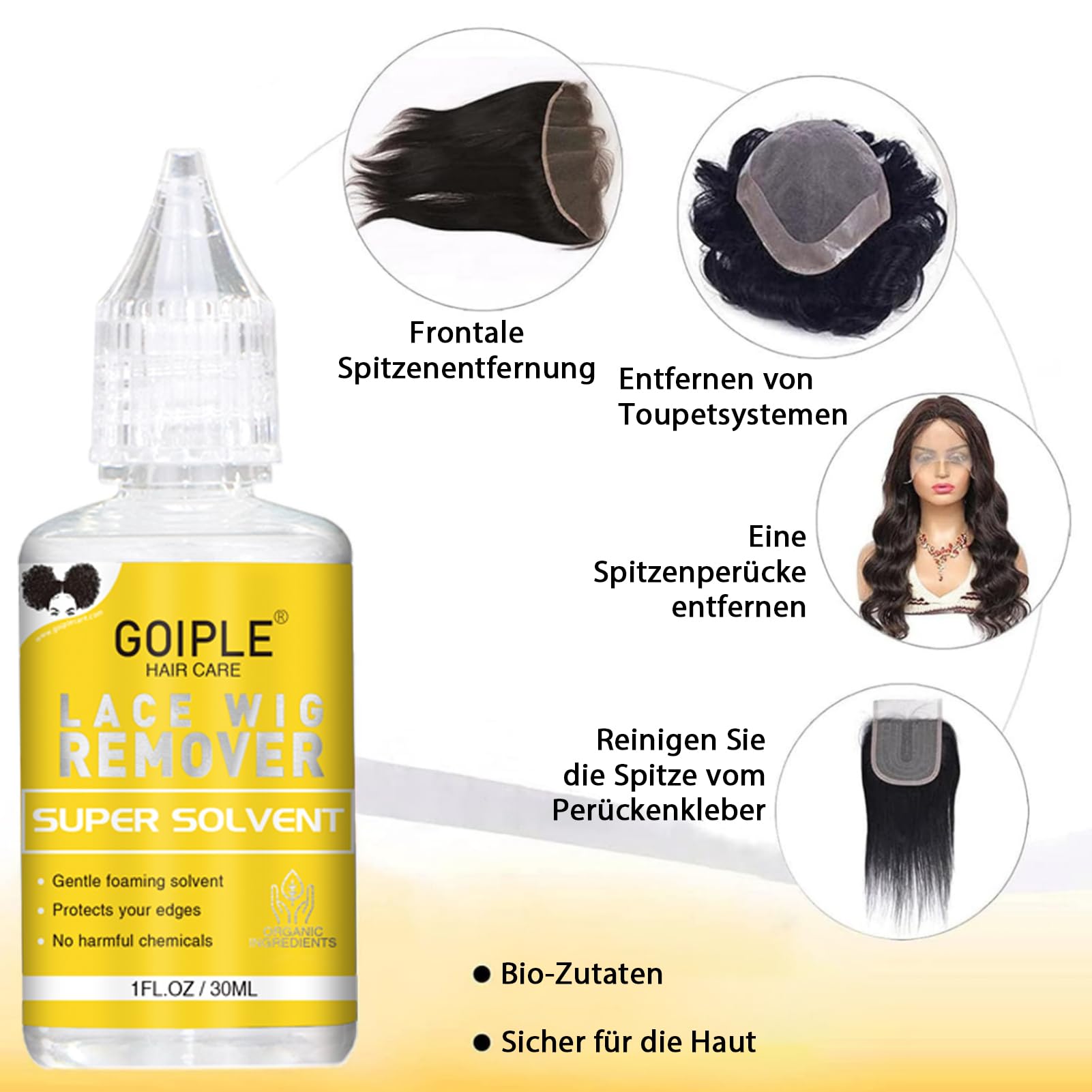 Wig Glue Wig Zubehör, Spitzenfront Mit Starkem Halt Perücken Kleber, Wig Accessories Mit Perückenkleberentferner, Perückenschmelzband, Haarwachsstift, Kantenkontroll-Kantenbürste