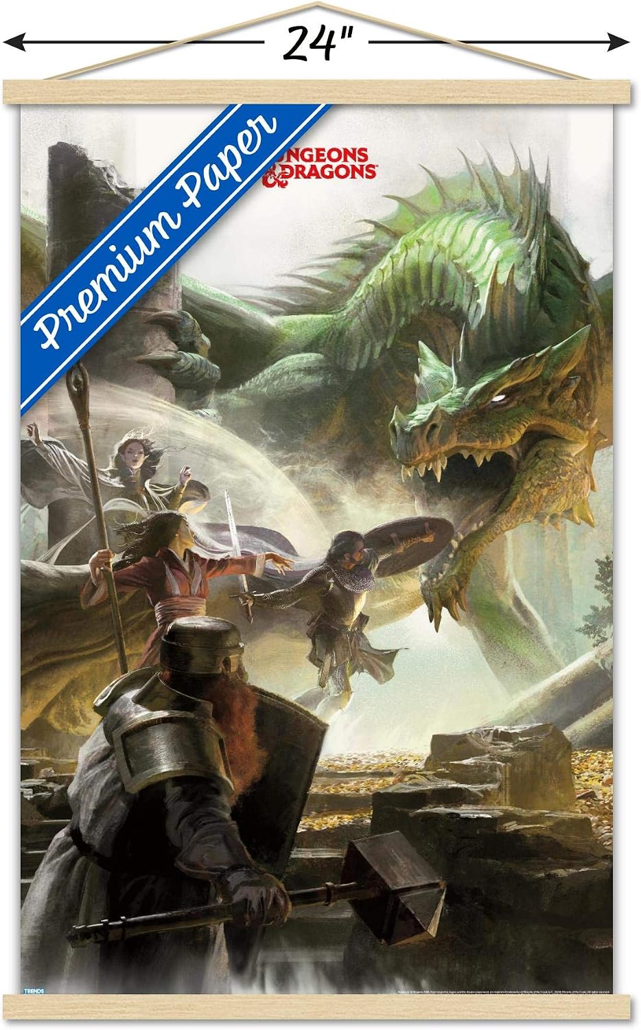 Trends International Dungeons and Dragons - Adventure Wall Poster, 22.375" x 34", Premium Print and Beechwood Hanger Bundle
