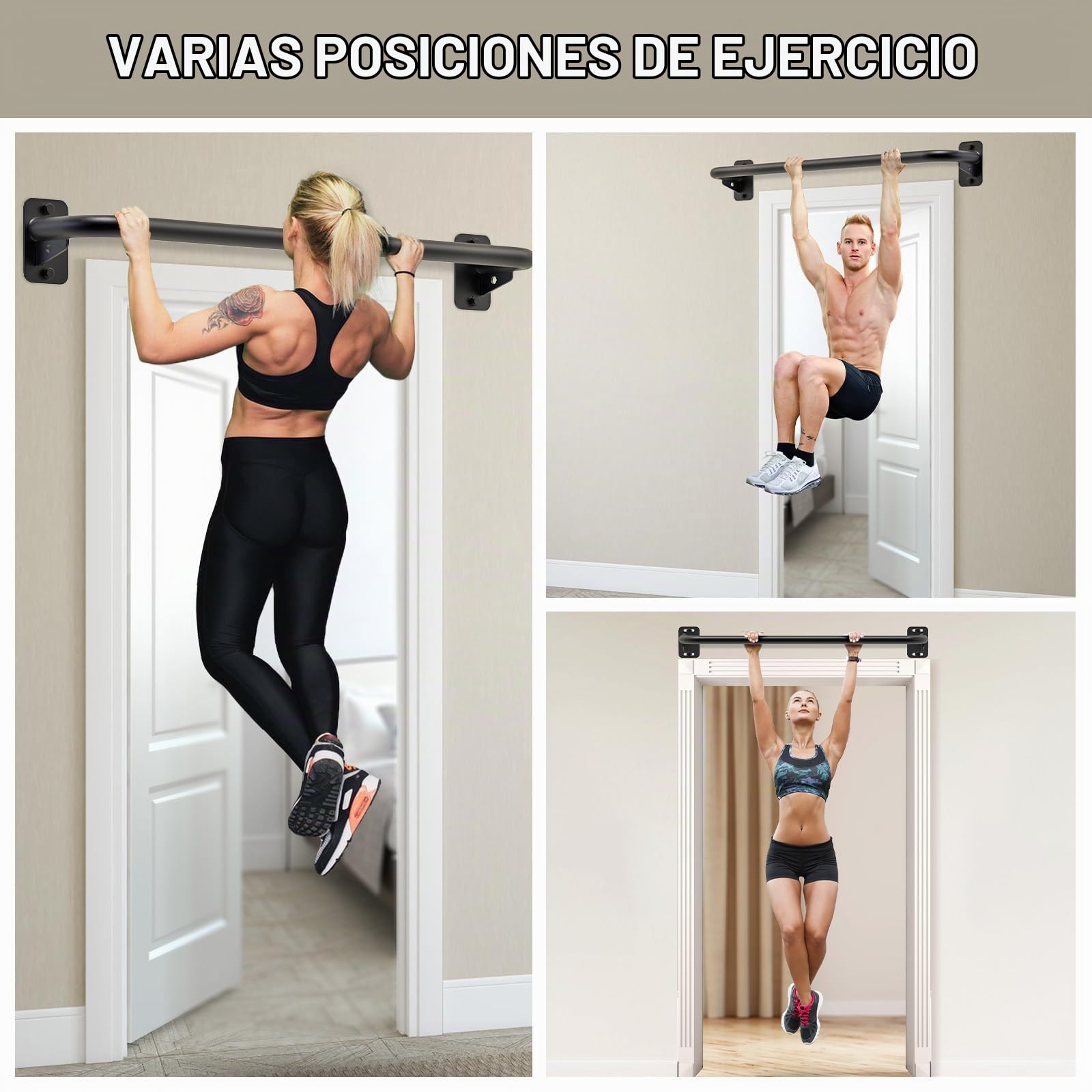 BeneLabel Barra de Dominadas para Puerta, Barra de Dominadas para Montaje en Pared, Equipo de Entrenamiento de Fuerza para Dominadas para Entrenamiento en Gimnasio en Casa, 96cm/500lbs