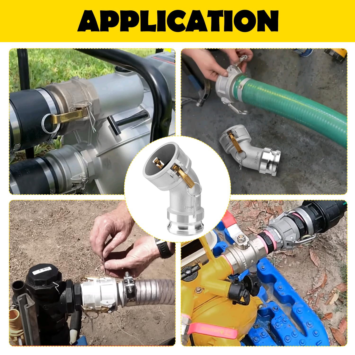 DA3030 Typ DA Nocken- und Rillenschlauchverschraubung, 45-Grad-Winkel, 7,6 cm Camlock weiblich x 7,6 cm männlich, 125 PSI, Aluminiummaterial (CAM-30-DA45-AL)
