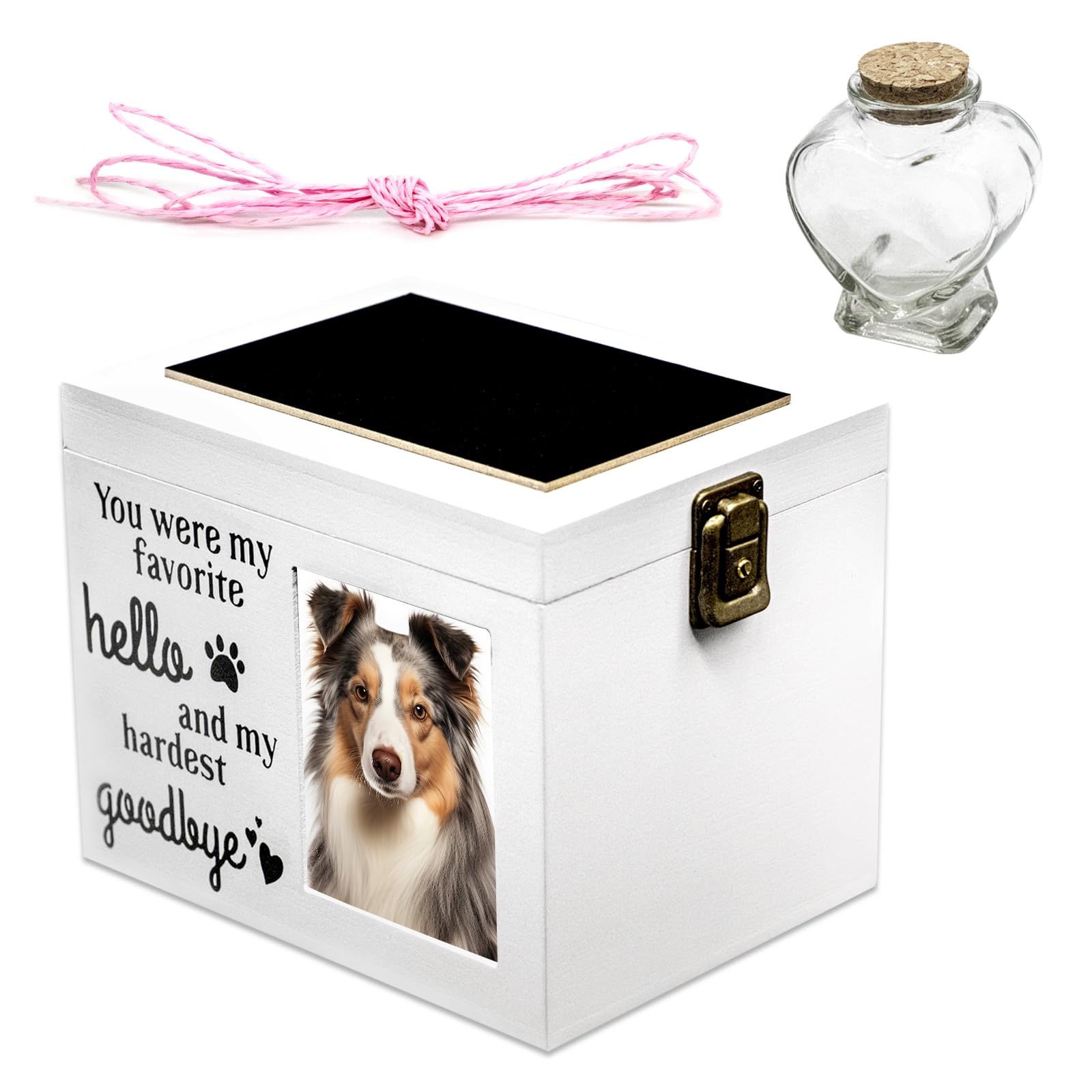 Yauhar 3Pcs XLarge Wooden Pet Memorial Urns for Dog or Cat Ashes 20 * 15 * 14cm Memorial Keepsake Box Cremation Urn with Photo Frame and Lock