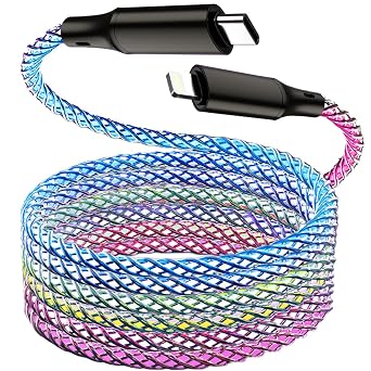 LED iPhone Fast Charger, 5ft RGB Colorful Gradual Light Up MFi Type C to Lightning Charger Cable USB C iPhone Charging Sync Cord for iPhone 14 13 12 11 Pro Max XR XS X 8 7 6 Plus More