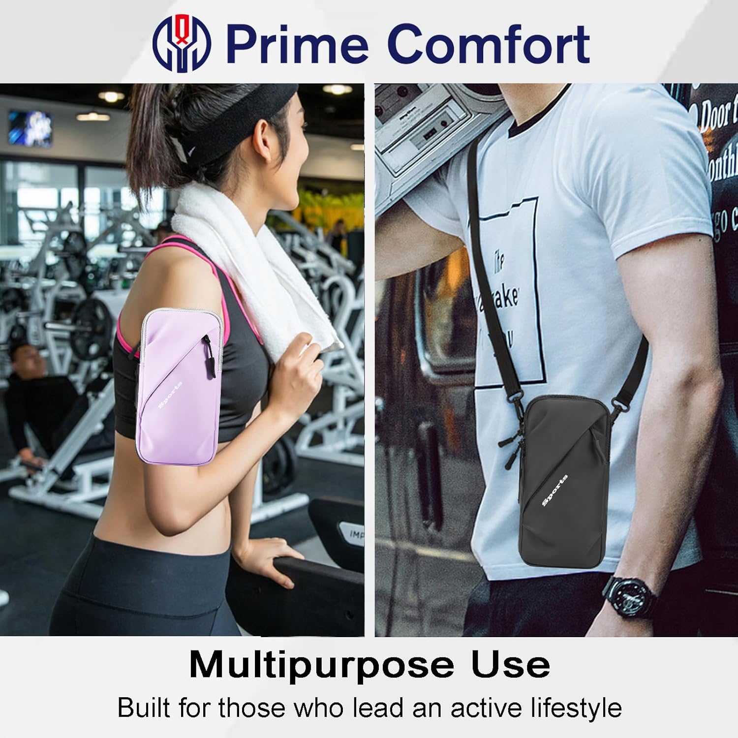 Phone Holder Arm Bands, Small Crossbody Shoulder Holsters Bag with Arm Band, Fits iPhone and All Cell Phones, Use for Running, Walking, Hiking & Biking (Plus Size Purple) - Image 6