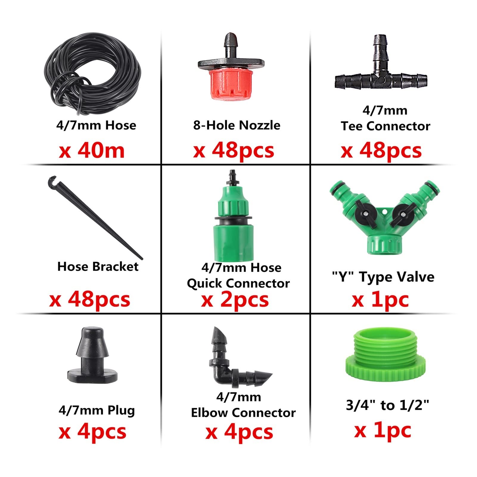 Zestaw do nawadniania kropelkowego DIY ogrodowy system nawadniania kropelkowego regulowany zestaw wody kroplujący automatyczne nawadnianie 4/7 mm zestaw montażowy węża (kolor: zestaw 40 m)