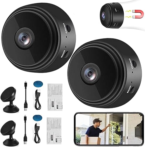 Pimaup Camtrix - Cámara de seguridad magnética, mini cámara de seguridad magnética, mini cámara inalámbrica magnética con aplicación para el hogar,