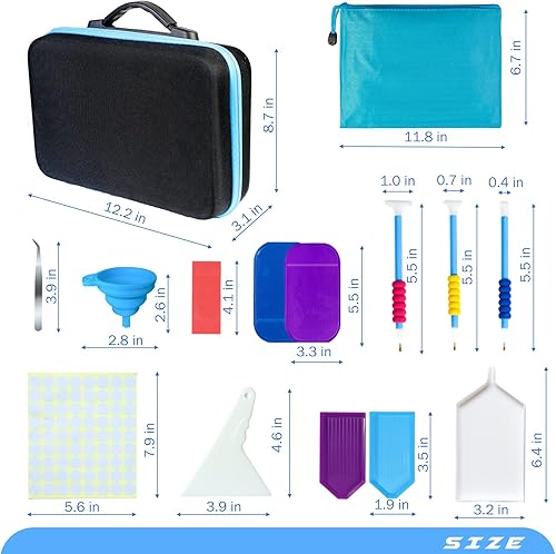 Miniatura 7 de MoeeBtee Organizador de pintura de diamantes, caja de accesorios y herramientas para 60 ranuras, caja de almacenamiento de cuentas de joyería, color