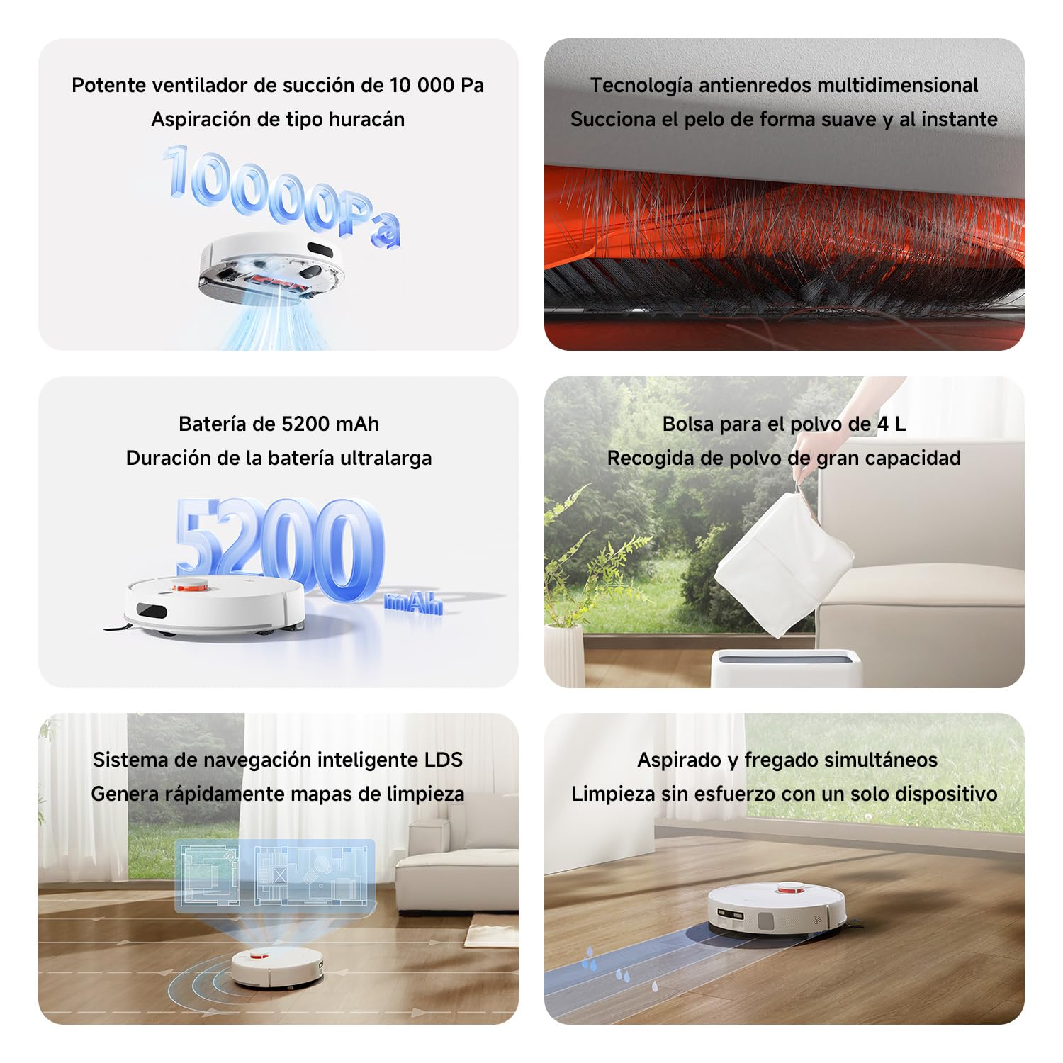 XIAOMI Robot Vacuum H40, 10000Pa, LDS navegación, mapeo Inteligente, Cepillo Anti-enredos, Vaciado automático, hasta 180 min de autonomía, Compatible Home y Control por Voz. - 3