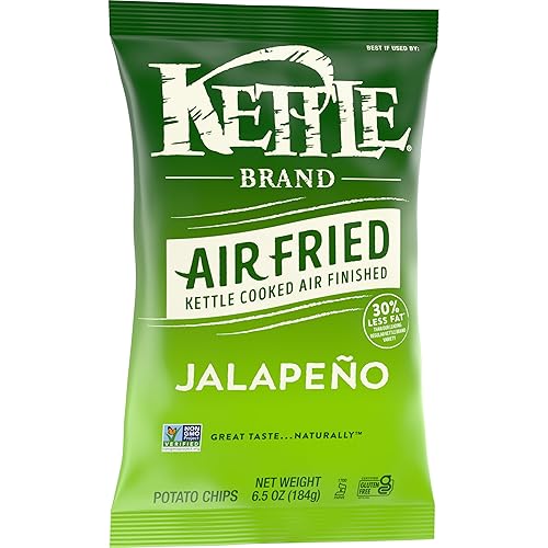 Miniatura 5 de Kettle Brand Papas fritas, chips de caldera jalapeño fritas al aire, bolsa de 6.5 onzas