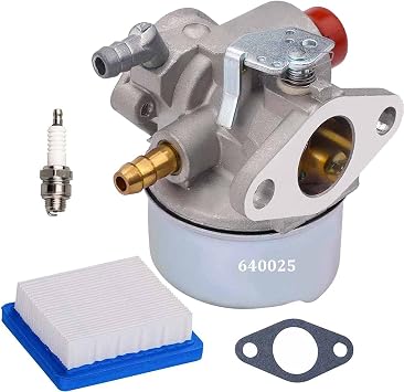 640025 Carburetor + 36046 Air Filter Replacement for Tecumseh 640025 640025C OHH55 OHH60 OHH65 Carb with Spark Plug