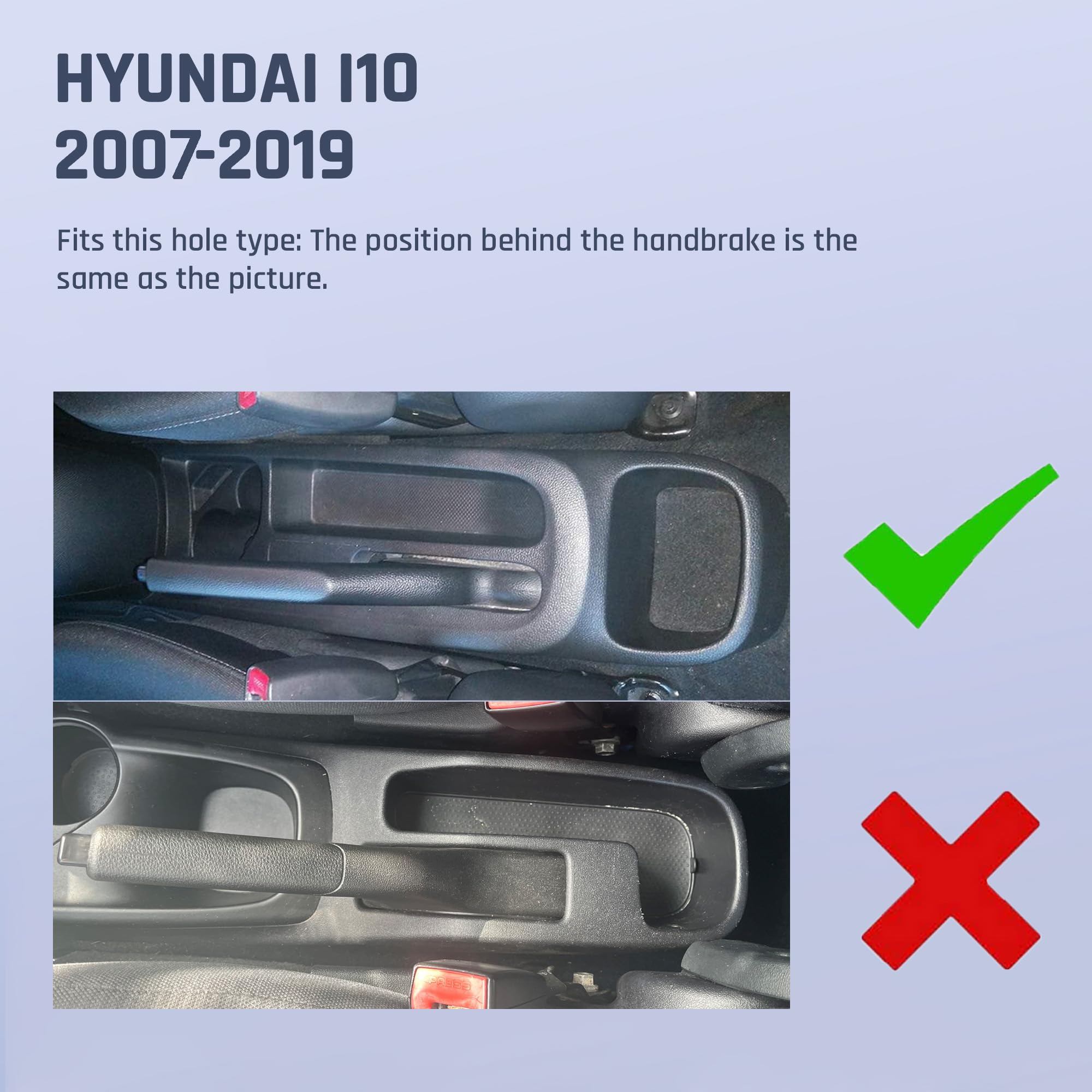 Bracciolo per Auto per Hyundai i10 2007-2019 Console Centrale Dell'auto Doppio Strato di Spazio con Portabicchieri Facile da Montare Pelle Confortevole e Resistente Nero (Linea Nera)