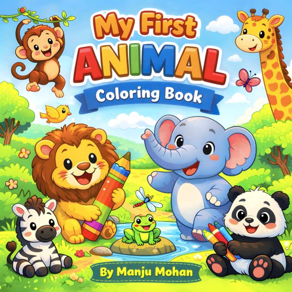 MY FIRST ANIMAL COLORING BOOK: 25 Cute and Easy Animal Outlines for Little Artists