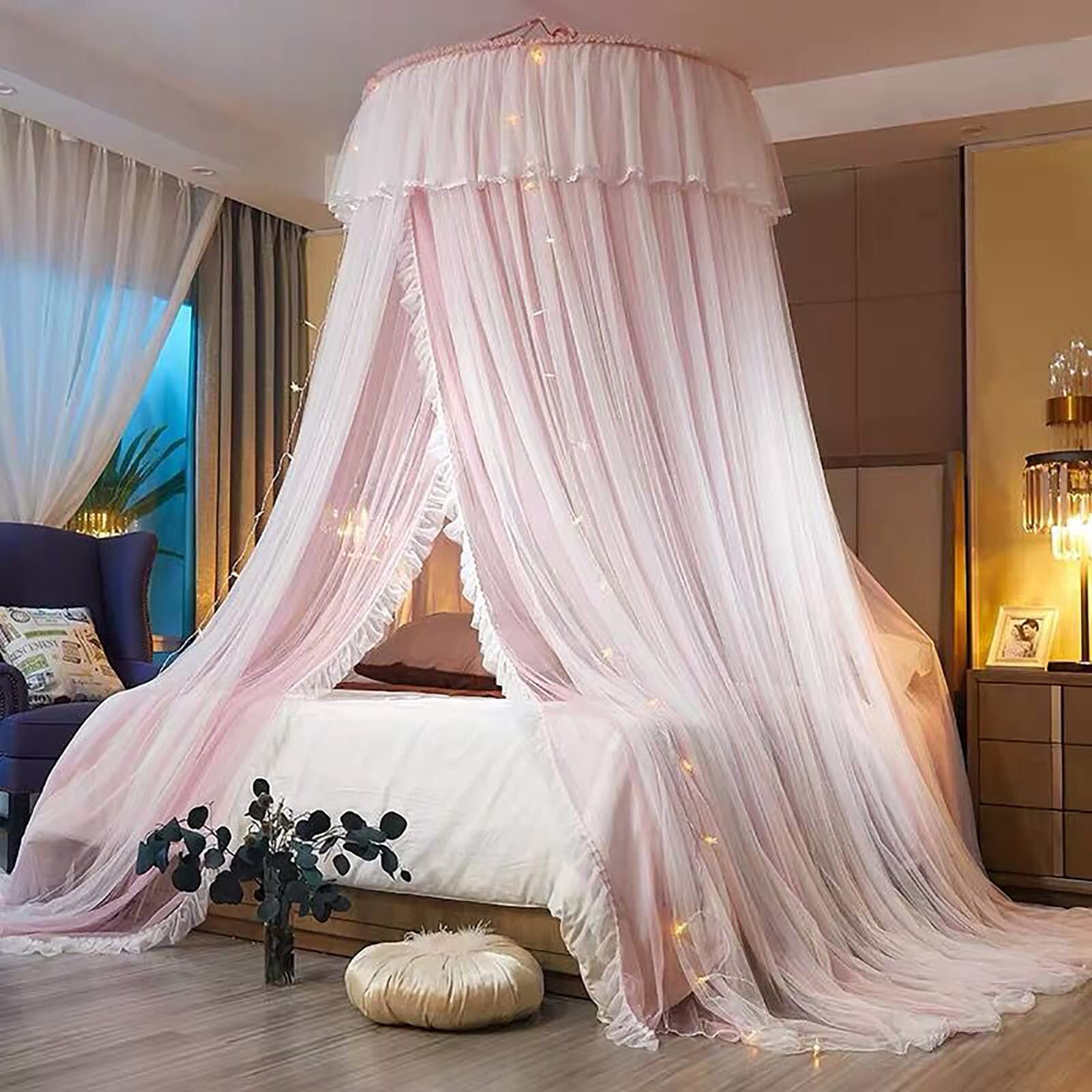 Moustiquaire Princesse et rideaux de baldaquin de lit élégant en mailles premium