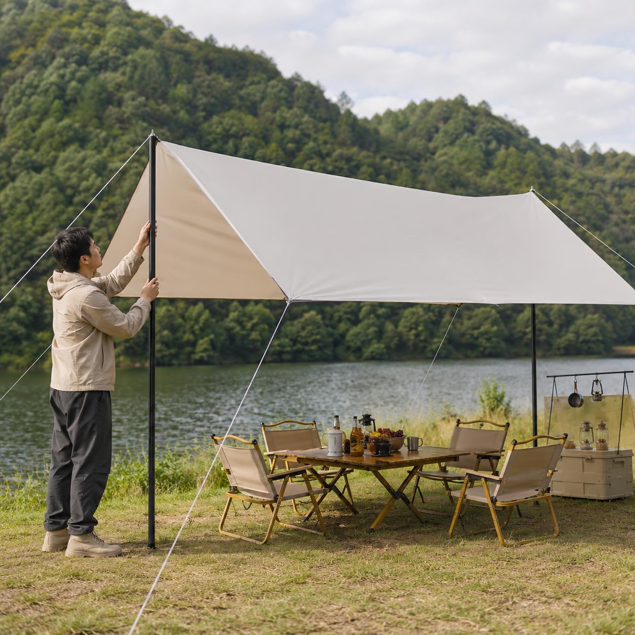Zeltstange Inklusive Polyester-Aufbewahrungstasche Aluminiumlegierungs-verstärkungen Spannsystem Und Metallspitze für Wanderungen Reisen