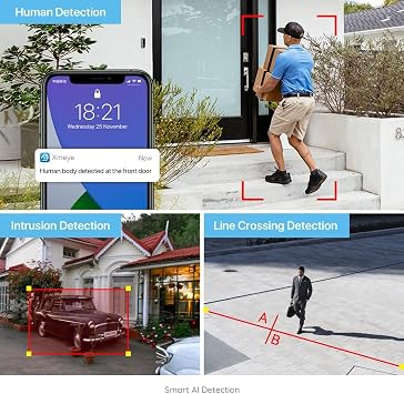 Eversecu 4CH Smart Wireless Security Camera System 4pcs 720P 1MP Outdoor Cameras & DVR Kit Support Face Capture/Record&Playback, Line Crossing/Intrusion Detection, Smartphone PC Remote View