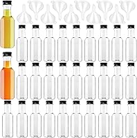 Vista 1 de Mini botellas de licor, paquete de 30 botellas herméticas de plástico con tapa negra, 1.7 onzas vacías de alcohol con 10 embudos, miniatura