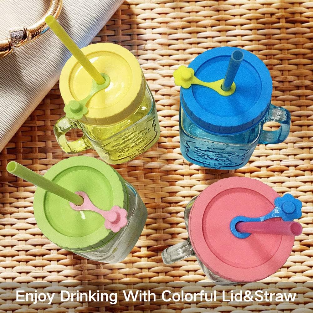 Regular Mouth Plastic Mason Jar Lids 26 Pack With Straw Hole Caps