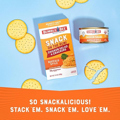 Vista 5 de Bumble Bee Snack On The Run - Kit de ensalada de pollo con galletas saladas, 3.5 onzas, lista para comer, cuchara incluida, aperitivo proteico