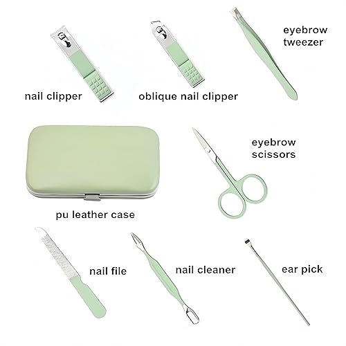 Miniatura 3 de Juego de manicura de 7 piezas, kit de cortaúñas, kit de manicura de acero inoxidable, herramientas de corte de uñas, kit portátil de aseo de viaje,
