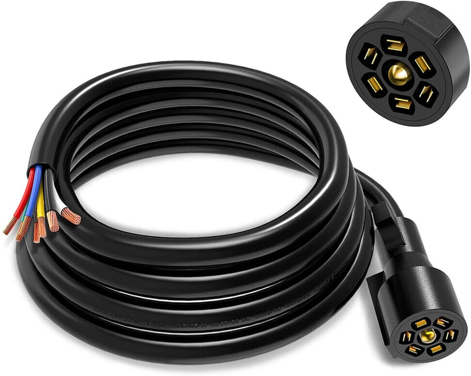 AUTOXBERT 8 Feet 7 Way Trailer Plug Inline Cord Wire