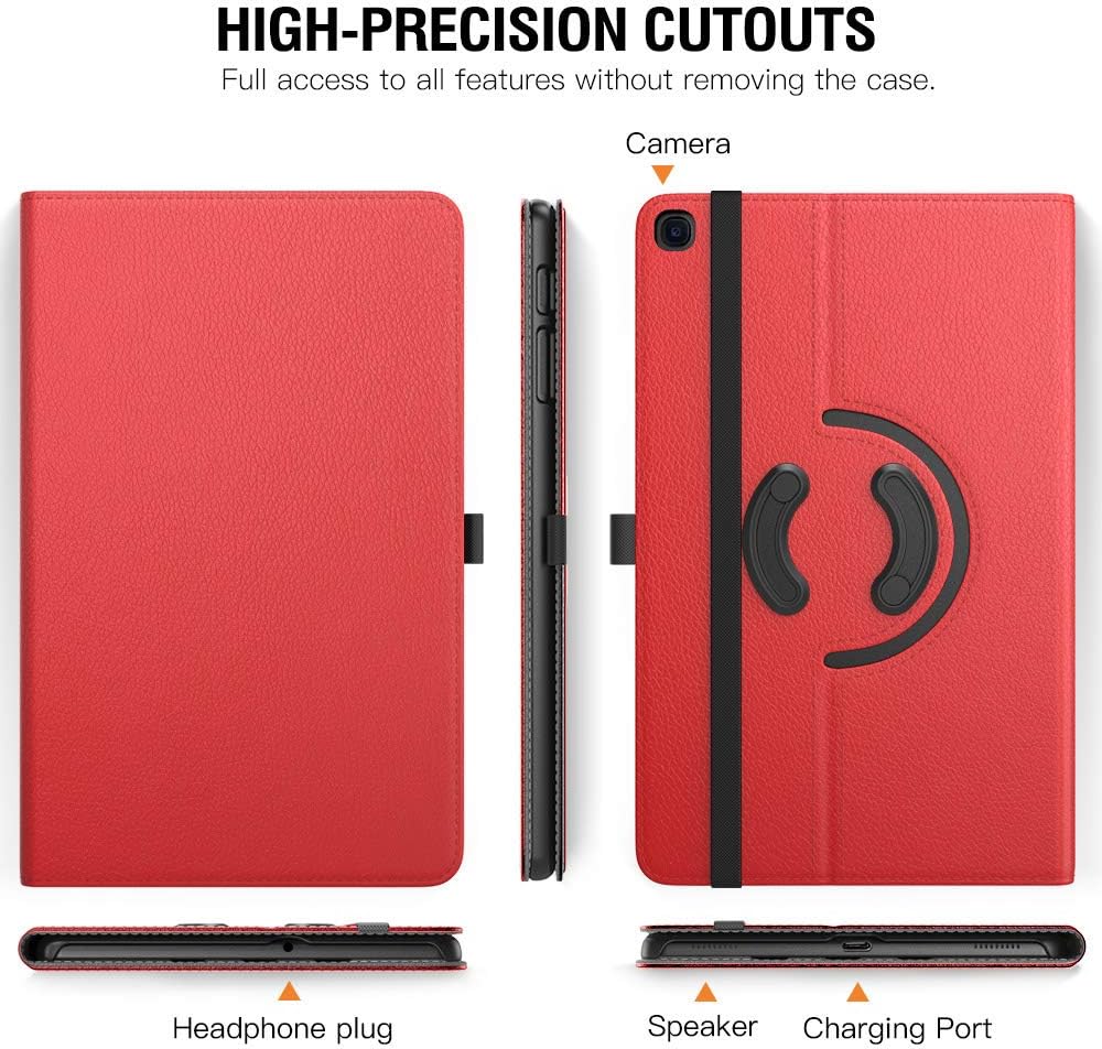 TiMOVO Case for Samsung Galaxy Tab A 10.1 2019(T510/T515), 90 Degree Rotating Stand Leather Protective Cover Swivel Case Fit Galaxy Tab A 10.1 2019, Red