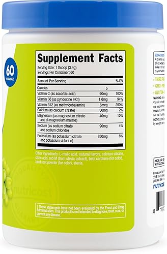 Miniatura 5 de Nutricost Electrolytes Complex Powder (Orchard Blast) 60 porciones  Complejo de hidratación avanzada, 7 vitaminas + minerales, cero azúcar,