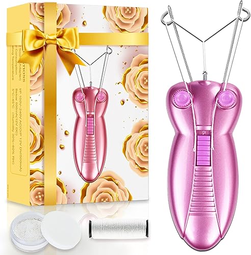 EC VISION - Removedor de vello facial eléctrico para mujer, depiladora de belleza para mujer, depiladora facial de algodón (rosa)
