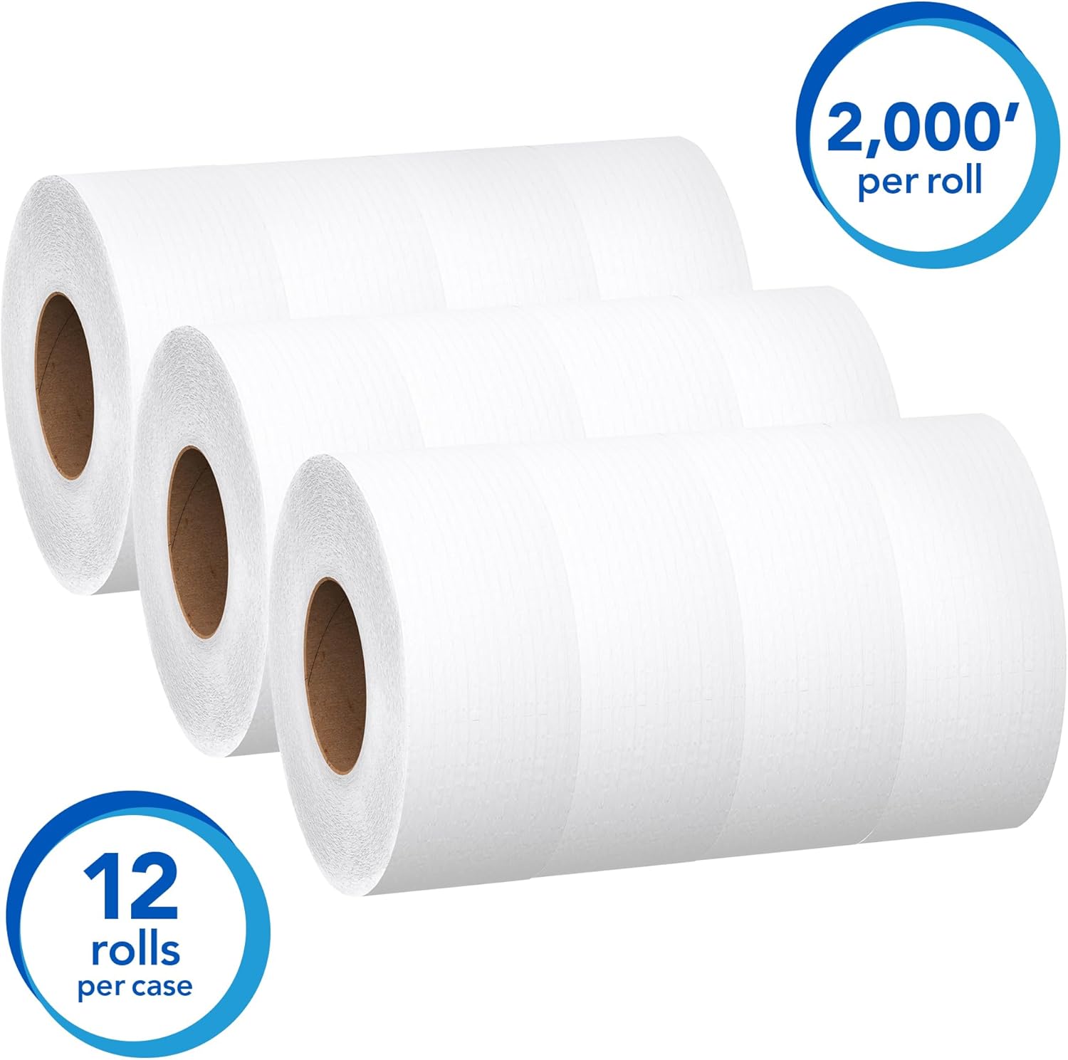 Scott Professional Essential High-Capacity Jumbo Roll Toilet Paper, Bulk (07223), Septic Safe, White (12 Rolls at 2,000' Each, 24,000'/Case)