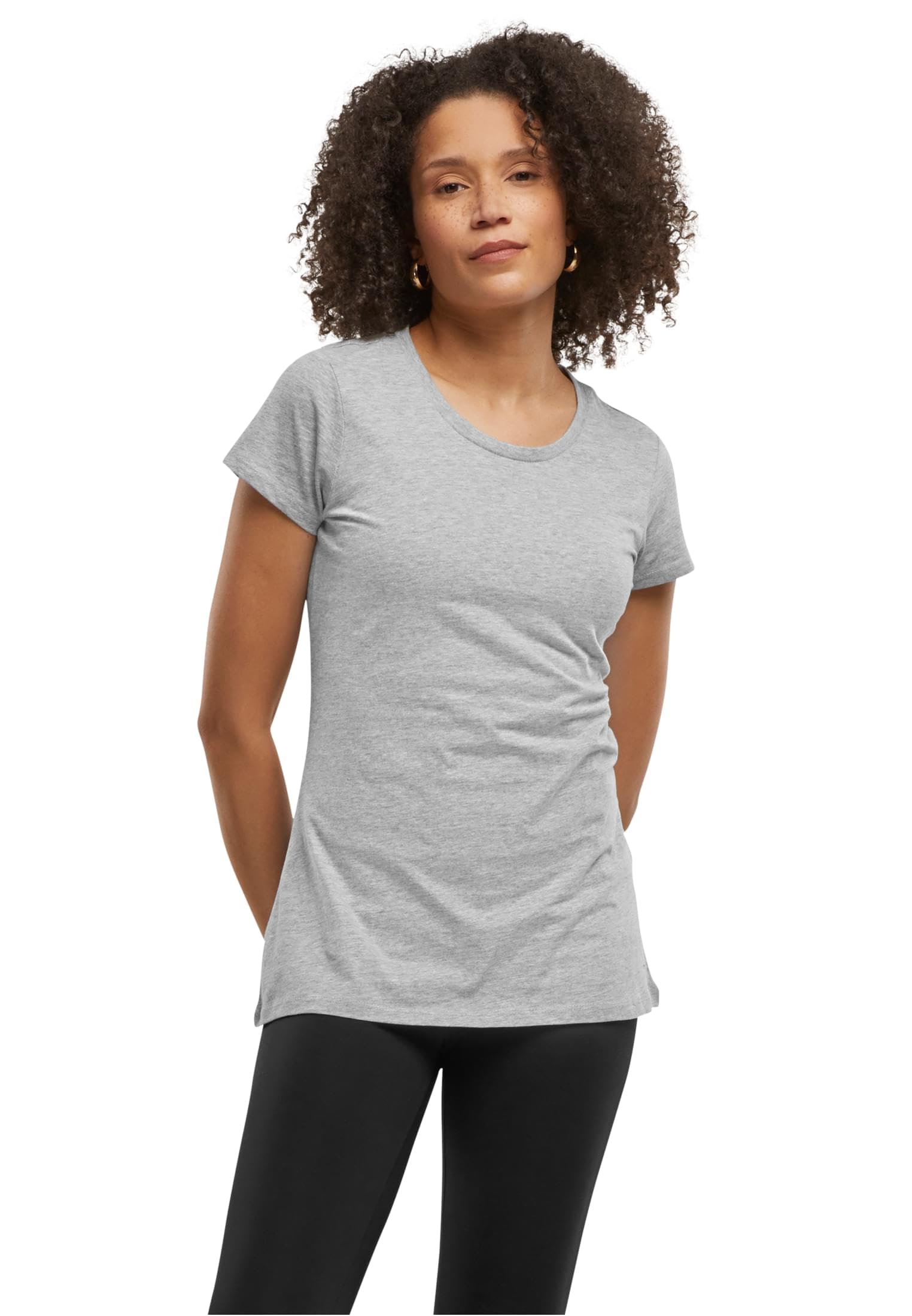 Build Your Brand Women's Gris T-Shirt Basic