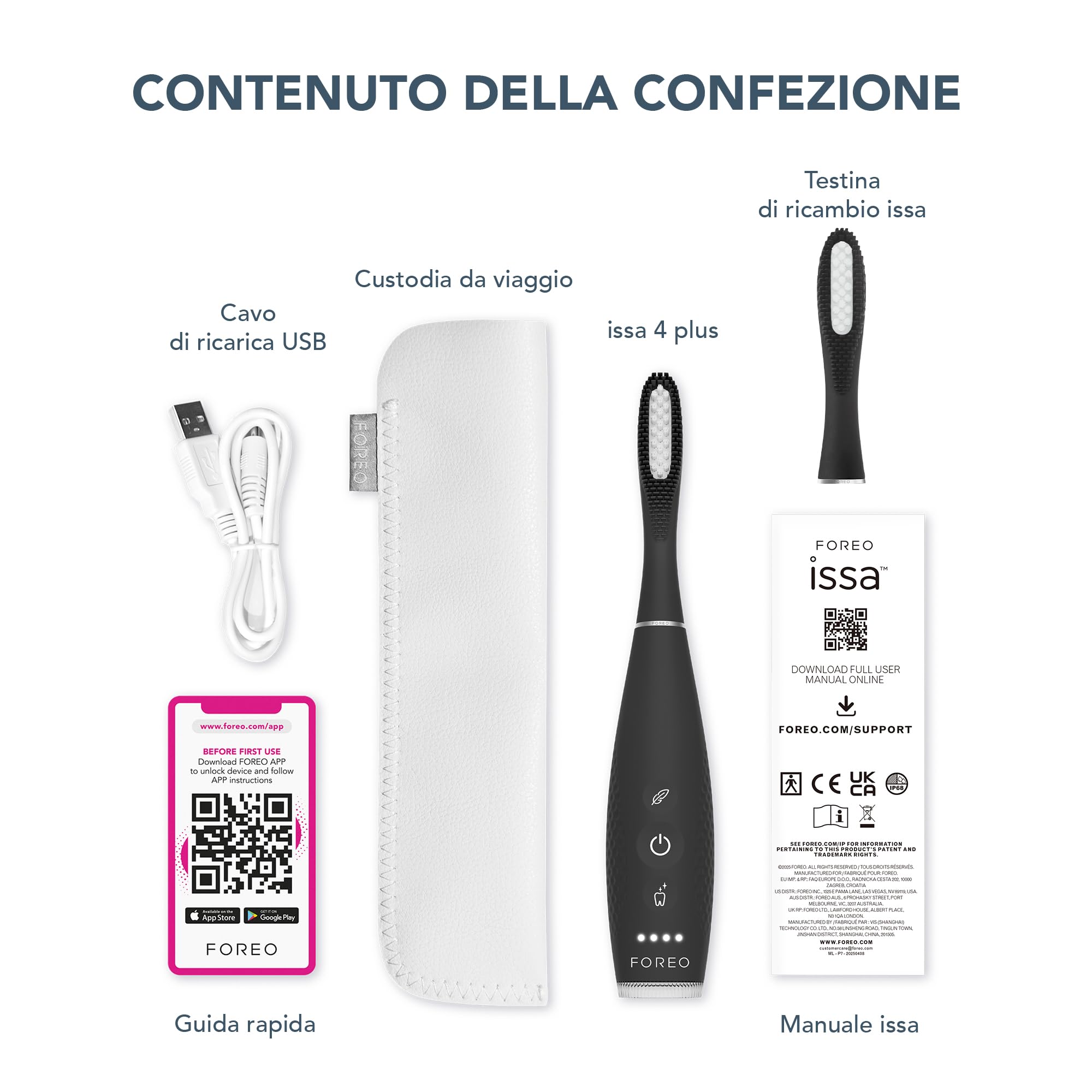 FOREO ISSA 4 Plus Sonic Electric Toothbrush - 4-in-1 AI-Guided Rechargeable Toothbrush Bundle with Extra Silicone & Polymer Hybrid Brush Head, Soft Bristles, Whitening Teeth - Black