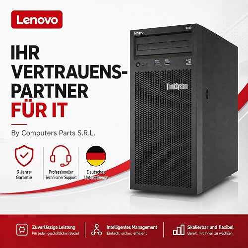 Lenovo Server ThinkSystem ST50 - CPU Intel Xeon E-2224G, 32 GB di RAM ECC, 2 SSD da 1 TB, Win Server 2025 Standard (ricondizionato) - 7