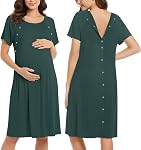 Ekouaer Femmes Soins infirmiers/livraison/Labor/Hôpital Nightdress Maternité à manches courtes Chemise avec bouton S-XXL