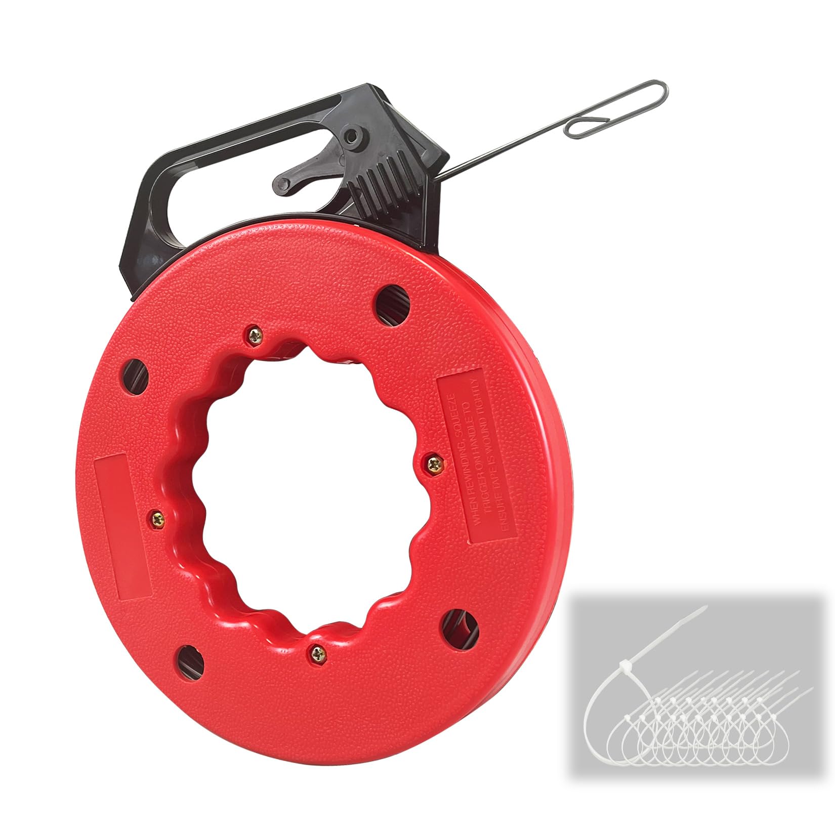 50FT Fish Tape Wire Puller,Easy-to-Use Wire Fishing Tools,1/8 inch width  Electrical Fish Tape, Professional Electrician Tools for walls and  electrical