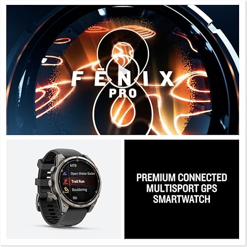 Miniatura 21 de Garmin Fenix 8 Premium Multisport GPS Running Smartwatch, 1.693 in AMOLED, con clasificación de inmersión, linterna incorporada titanio DLC gris