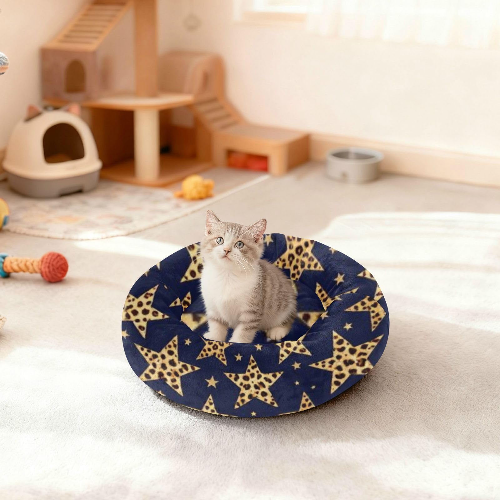 GuoChe Cuccia per gatti blu navy leopardo stella