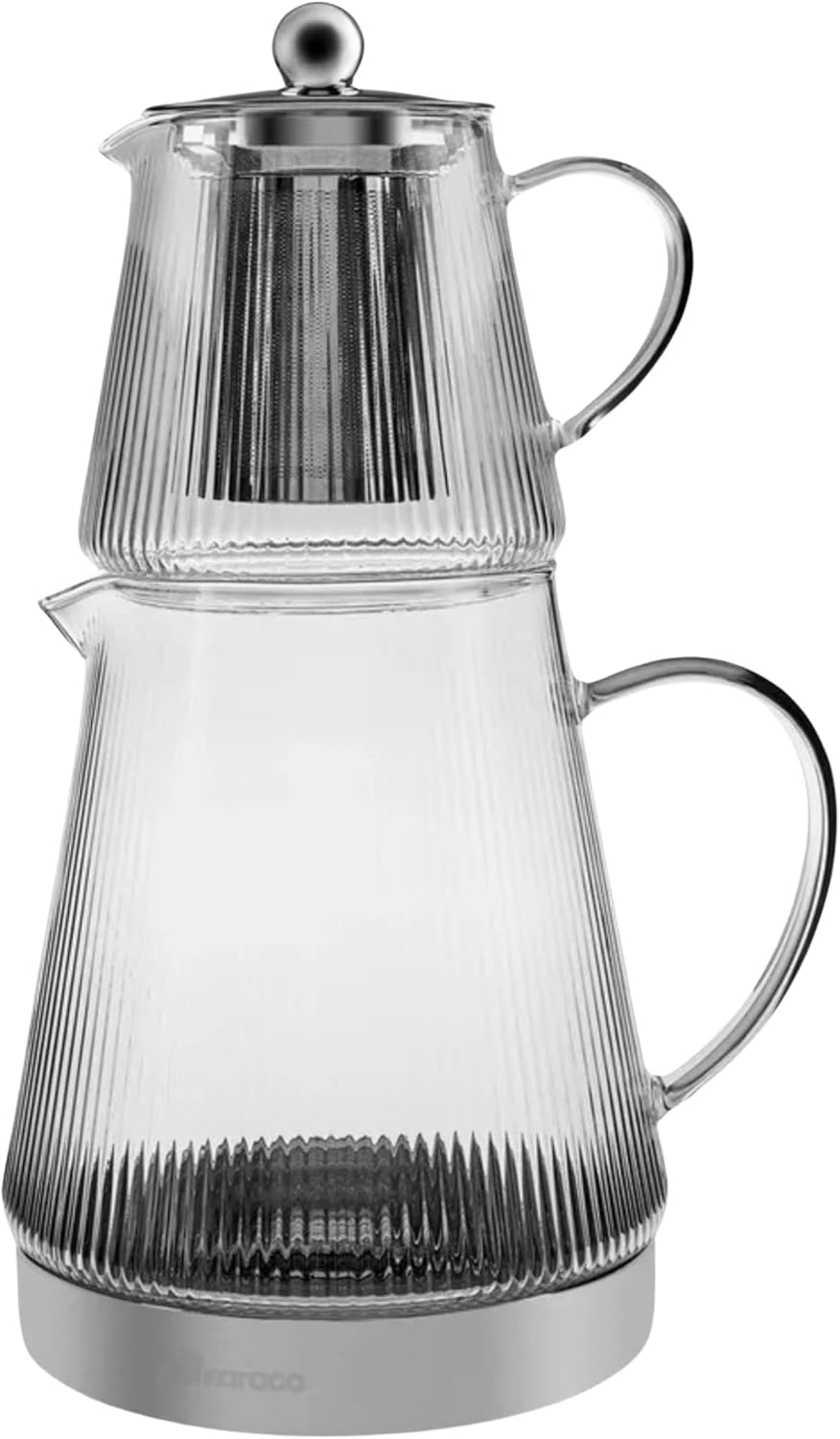 Karaca Keops Turkish Small Teapot with Infuser and Lid (450 ml Tea Pot & 1500 ml Induction Kettle) - Borosilicate Glass Small Teapot Set for Stovetops - Clear Tea Maker with 10-15 Cups Capacity