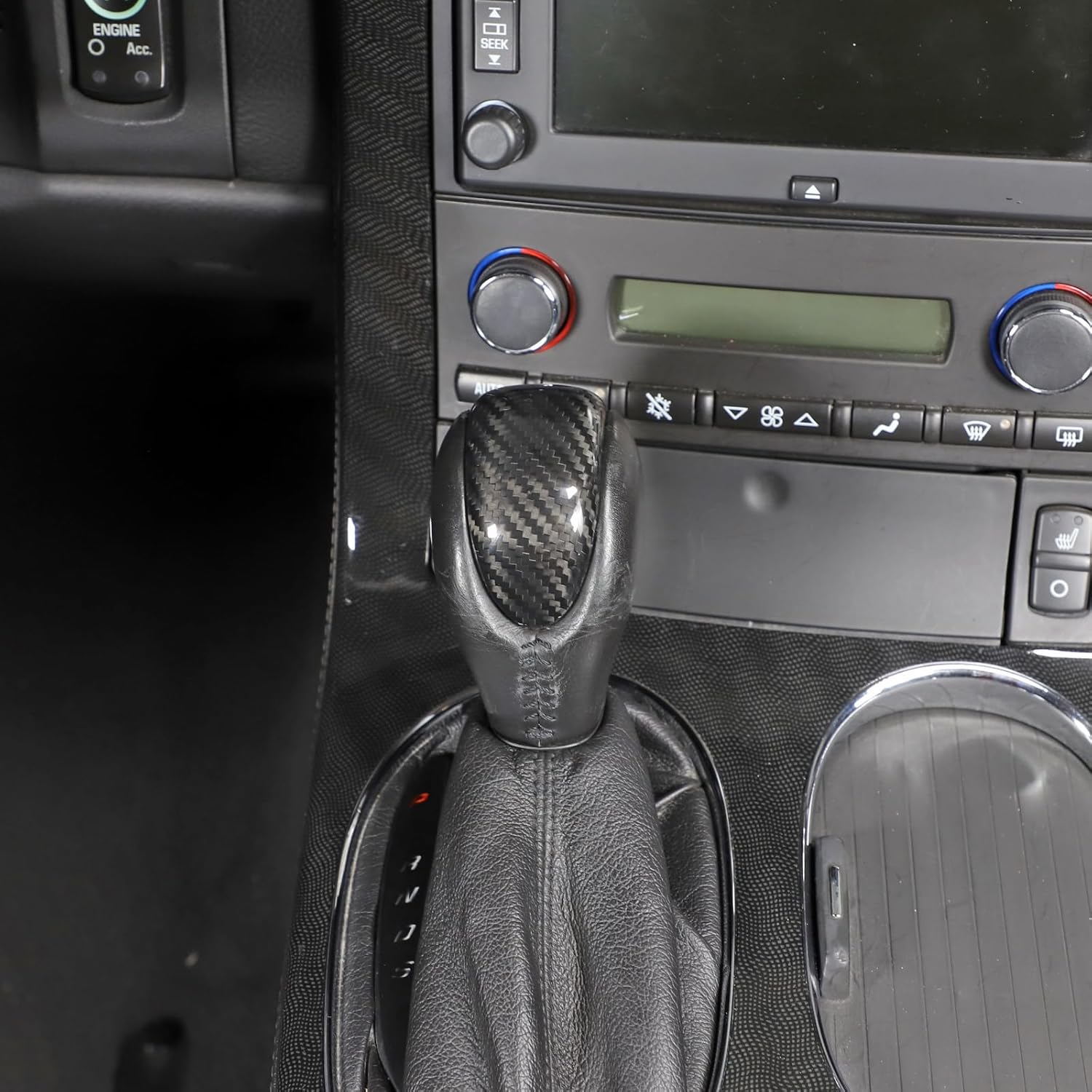 LLKUANG Compatible with Corvette C6 2005-2013 Gear Shift Knob Cover Trim,Real Carbon Fiber Gear Shift Head Cover Trims Interior Accessories,1Pcs/Set
