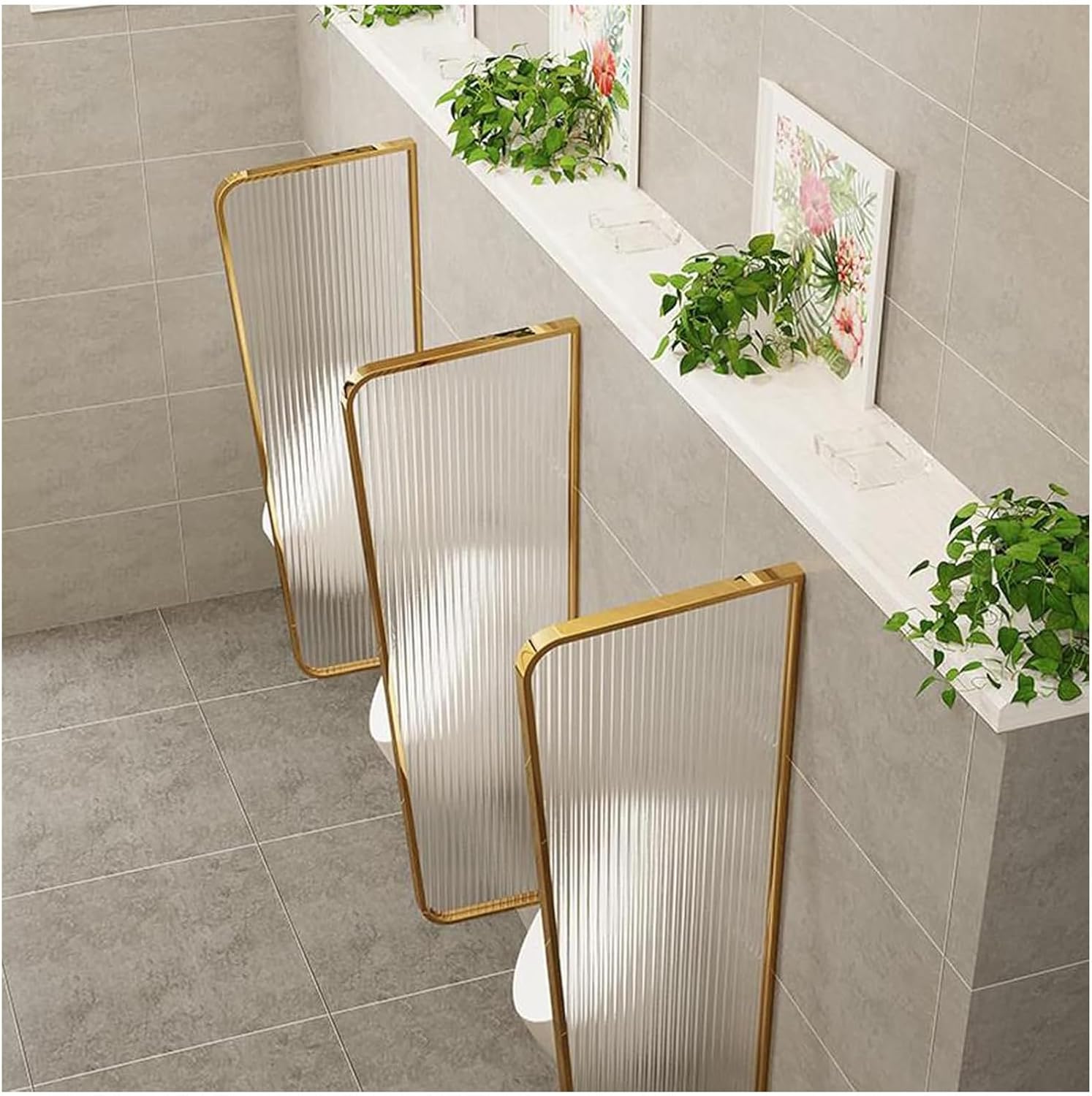 Universal Urinal Partition 100/120x40cm Urinal Baffle with Privacy Screen - Stainless Steel Frame Translucent Tempered Glass - Wall - Mounted Urinal Accessory for Public Restrooms,