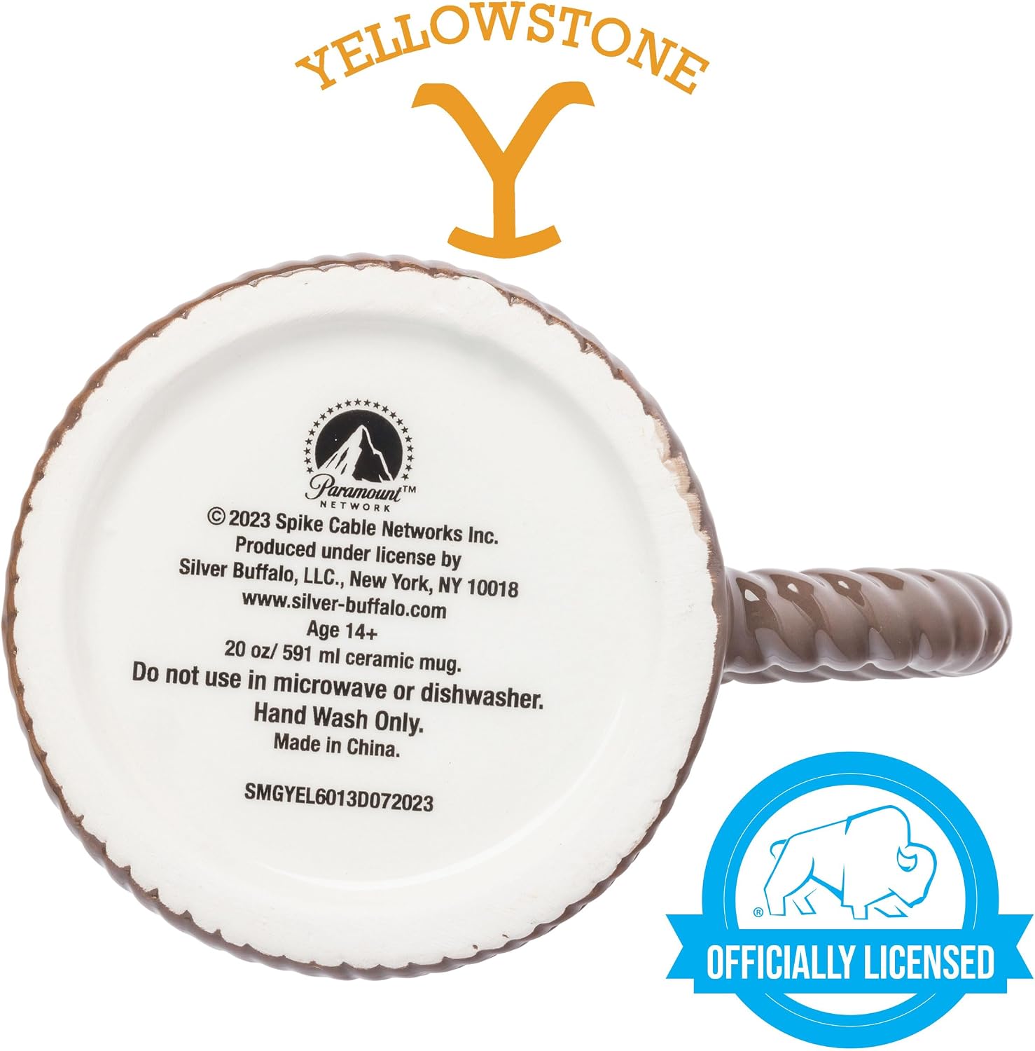 Silver Buffalo Yellowstone Dutton Ranch Montana Rope Ceramic 3D Sculpted Mug, 20 Ounces