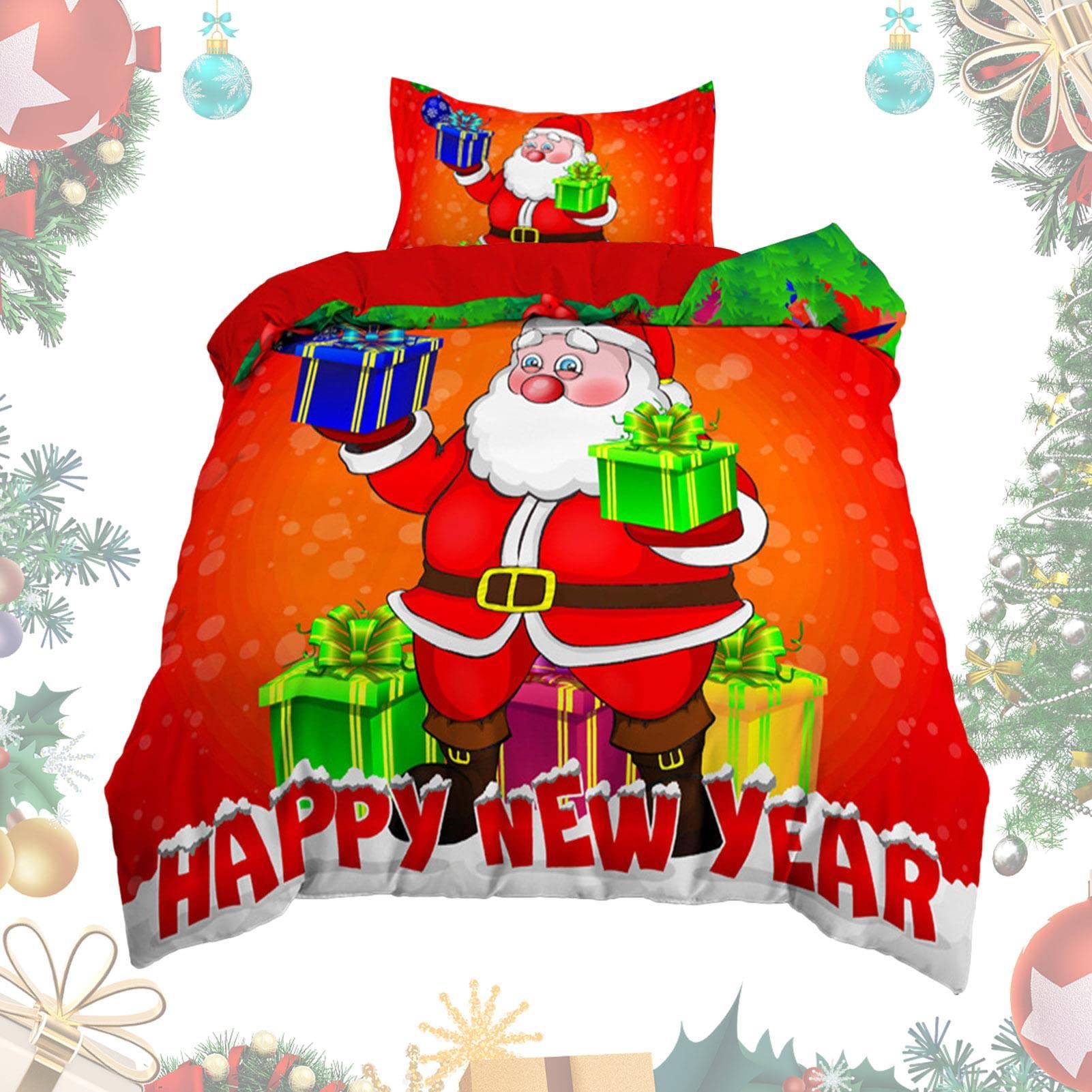 Lit imprimé Père Noël Merry Christmas en microfibre douce decoration maison